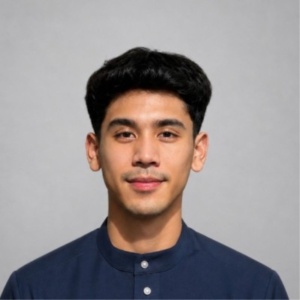 Man in blue shirt